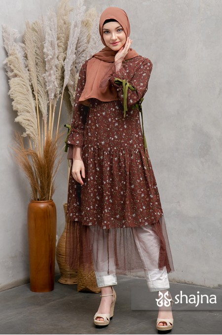 BROWN ACACIA MIDI DRESS - SK985